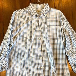 Peter Millar L Checkered Blue/Brown Button Down